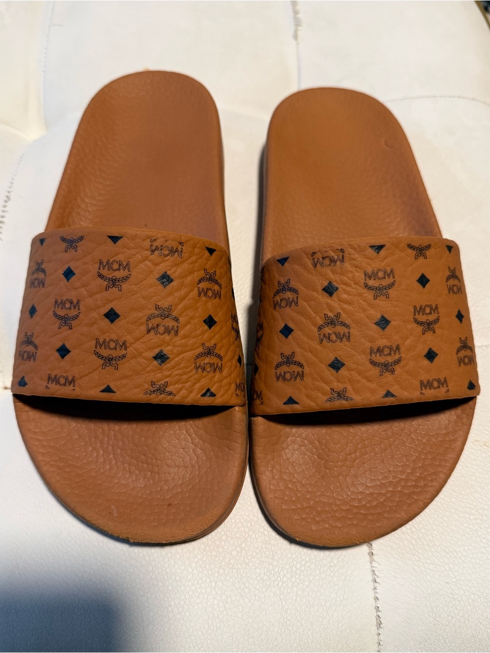 MCM Cognac Monogram Slide Sandals size 8 - Picture 5 of 7